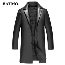 BATMO 2019, Новое поступление, зимние куртки из 90% утиного пуха, кожаный пуховик для мужчин, кожаный Тренч из кожи sheekskin для мужчин 2024 - купить недорого