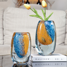 Creative Orange Blue Glass Vase Flower Arrangement Dried Flower Plant Hydroponic Vase Luxury Living Room Countertop Decoration 2024 - buy cheap