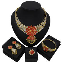 TSROUND африканские золотые драгоценности набор для женщин нигерийский элегантный ожерелье массивные ювелирные изделия серьги кольцо браслет 2024 - купить недорого