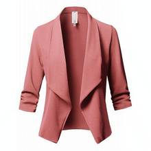 Bigsuéety jaqueta formal feminina, casaco de trabalho de escritório com abertura frontal entalhada, blazer feminino casual primavera outono 2024 - compre barato