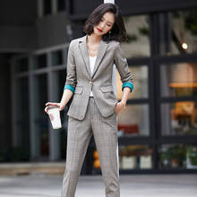 Office Ladies Grey Pantsuits Women Pant Suits Casual Blazer and Jackets Sets Business Work Wear Clothes OL Styles 2024 - buy cheap