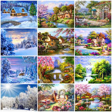 5d diy pintura diamante paisagem cena da neve ponto cruz kit mosaico arte pintura diamante bordado casa decoração presente 2024 - compre barato