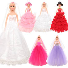 3 шт модные роскошные куклы длинное платье для Барби розовый белый фиолетовый красивые аксессуары для куклы Барби подарок на день рождения 2024 - купить недорого