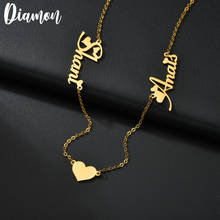 Collar con colgante de acero inoxidable para mujer, gargantilla de oro con letras personalizadas de doble nombre de diamante, regalo de Navidad 2024 - compra barato