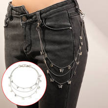 Punk Street Butterfly Belt Waist Chain Women Pants Chain Multi Layer HipHop Keychain Trousers Jewelry New 2024 - buy cheap