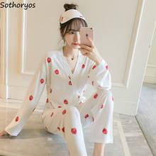 Пижамный комплект женский из двух предметов, свободная простая Осенняя дышащая Милая Элегантная пижама с длинным рукавом и принтом в дворцовом стиле, корейская мода 2024 - купить недорого