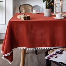 Solid Rust Red Linen Table cloth Rectangular Dustproof Table Cover For Party Wedding Dining Home Decor Cotton Mantel Mesa 2024 - buy cheap
