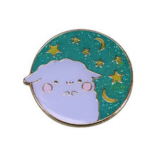 Broche de glitter com estrela e lua, emblema fofo de ovelha 2024 - compre barato