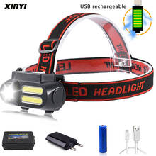 Farol cob com led, luz de trabalho, 4 modos de iluminação, à prova d'água, 6000lm, alimentado por 18650 bateria, adequado para iluminação noturna