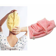 Microfiber secagem rápida toalha de cabelo magia turbante envoltório chapéu doces cor tampão spa banho quente tampas 2024 - compre barato