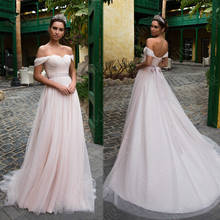 Vestido de noiva cor-de-rosa claro, vestido de noiva frente única, com pregas e apliques, cauda, 2021 2024 - compre barato
