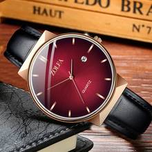 Роскошные мужские часы со стеклянным циферблатом, круглые кварцевые часы, кожаный ремешок, повседневный браслет, мужские часы relojes hombre 2019 FJSL 2024 - купить недорого