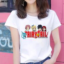 Camiseta con estampado de cola de Hada de Anime japonés para mujer, remera Kawaii Harajuku, playera blanca con dibujos animados para mujer 2021 2024 - compra barato