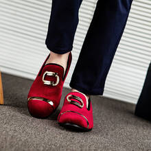 Meijiana mocassins masculinos de metal, sapatos baixos para homens feitos à mão, loafer, metal, veludo, sem cadarço, festa de casamento 2024 - compre barato
