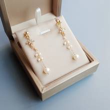 Lii Ji-pendientes de plata de ley 925 con perlas de agua dulce, joyería delicada hecha a mano, con diseño de copo de nieve y circón, para mujeres 2024 - compra barato