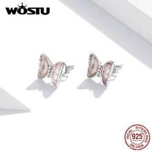 Wostu-pendientes de plata esterlina 100% 925 para mujer, aretes pequeños simples de CZ, joyería fina, regalo DXE1013 2024 - compra barato