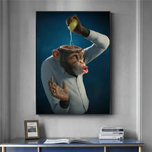 Картина на холсте «лимонный в обезьяне», смешное животное, настенный плакат и принты, Современный домашний декор для гостиной 2024 - купить недорого