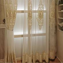 Luxury European Embroidered Pearl Tulle for Living Room Noble Window Bedroom Drapes Sheer Voile Valance Fabric White Panel 034#4 2024 - buy cheap