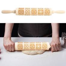 Christmas Wood Embossing Rolling Pin Fondant Dough Vintage Pattern Engraved Roller Stick Baking Pastry Tool Baking Accessories 2024 - buy cheap