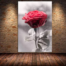 Nórdico vermelho rosa flor posters impressão pintura da lona arte da parede moderno cuadros para sala de estar decoração casa sem moldura 2024 - compre barato