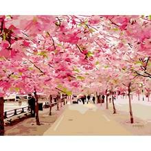 GATYZTORY Frame Diy Painting By Numbers Cherry Blossoms Coloring By Numbers Canvas Painting Handpainted Drawing Art 2024 - buy cheap