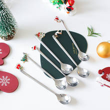 Stainless Christmas Spoon New Year 2021 Xmas Party Table Ornaments Coffee Spoon Christmas Decorations for Home Navidad Noel Gift 2024 - buy cheap