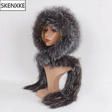 Russian Winter Women Knitted Real Fox Fur Hat Scarf Natural Warm Fur Cap Scarves Lady Luxury 100% Genuine Fox Fur Hats Muffler 2024 - buy cheap