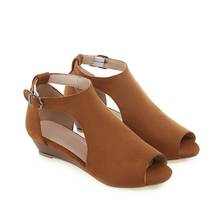 Big Size 9 10 11-15 wedges shoes for women sandals women shoes woman ladies summer The fish mouth small slope heel belt buckle h 2024 - buy cheap