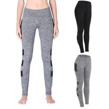 New Women Quick Dry Pants Sports leggings Fitness Mid Waist Legging Black Grey Mesh Patchwork Breathable Pants 2024 - buy cheap