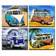 Acrylic Paint By Number Colour Bus Oil Painting DIY Craft Kits For Adults Handmade Frame Picture Drawing picture By Number Decor 2024 - buy cheap