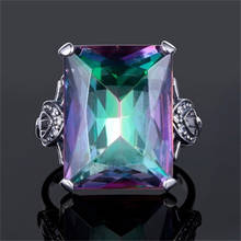 Anéis de casamento de cristal grandes e quadrados, estilo boêmio, para mulheres, vintage, zircônio cúbico, bijuteria de estilo boho 2024 - compre barato