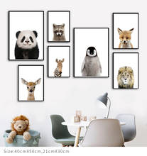 Animais do bebê cartaz da lona berçário leão panda macaco parede arte impressão moderna pintura animal nordic quarto criança decoração imagem 2024 - compre barato