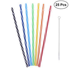 Pajitas gruesas reutilizables, utensilios de cocina desechables, roscado, no transparente, de dos colores, para fiesta o uso doméstico, 25 piezas 2024 - compra barato