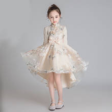 Vestido floral para meninas, vestido de casamento para aniversário, vestido bordado de renda, vestido de inverno para princesa, vestido estilo chinês 2024 - compre barato