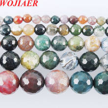 WOJIAER 4-12mm Indian Tribe Agates Faceted Natural Stone Loose Round Beads for Jewelry Making PBY920 2024 - buy cheap