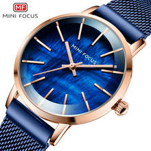 Mini focus relógio feminino casual simples, de pulso/relógio de marca de luxo com pulseira de malha azul fashion elegante feminino 2024 - compre barato