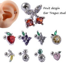 1pc 20g 1Pcs Surgical Fruit Gem Zircon Ear Cartilage Tragus Helix Piercing Bar Top Upper Stud Earring Tunnel Plugs Jewelry Women 2024 - buy cheap