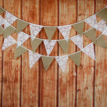 12 Triangle Flags Burlap Floral Lace Banner DIY Bunting Garland Rustic for Wedding Background Birthday Party Home Decoration 2024 - buy cheap