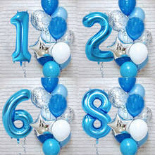 Conjunto de Globos de números para fiesta de cumpleaños, suministros de Globos de aire de 32 pulgadas, color azul, 12 piezas, para Celebración de bebé, niño, príncipe, 8 2024 - compra barato