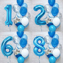 12pcs Blue 32inch Number Balloon Set Birthday Party Balloon Decoration for Baby Shower Boy Prince Birthday Air Globos Supplies 8 2024 - buy cheap