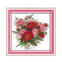 The bright flowers cross stitch kit 14ct 11ct count print canvas stitching embroidery DIY handmade needlework 2024 - buy cheap