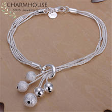 Charmhouse pulseiras de prata para mulheres, 5 correntes, contas, bracelete, pulseira feminina, joias da moda, atacado 2024 - compre barato