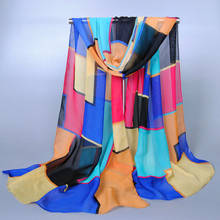 Silk chiffon scarf beach chiffon scarf with print  geometric long scarves for women wraps shawl head band stole 160x50cm 2024 - buy cheap