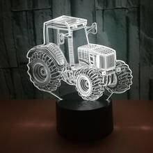 Новый 3D Трактор Автомобиль Иллюзия СВЕТОДИОДНЫЙ Ночник светильник 7 колоров изменение смарт сенсорный Настольная лампа Декор подарок Магазин Бар спальня светильник s 2024 - купить недорого