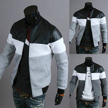 Jaqueta masculina de retalhos e com zíper, casaco casual de outono com gola alta, novo, 2021 2024 - compre barato