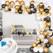 Balloon Arch & Garland Kit Black White Gold Confetti and Metal Latex Balloons for Wedding Birthday Graduation Party Decor 2024 - buy cheap