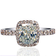 Anel de moissanite 10k au585 ouro branco, diamantes 1 2 3 4 5 quilates, almofada elegante, festa de casamento, anel de noivado 2024 - compre barato