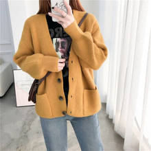 Women Sweater Autumn Spring Cardigan Sweater Black Yellow Simple Casual Sweater Knitted Jacket Plus Size jumper 2020 2024 - buy cheap