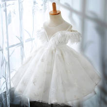 Белое Тюлевое детское платье для крещения; Кружевное платье принцессы; Летнее платье для первого дня рождения; Рождественское праздничное платье; Одежда для новорожденных девочек 2024 - купить недорого