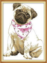 Набор для вышивки крестом «собака с красным шарфом» aida 14ct 11ct, холсты стежков с принтом, вышивка ручной работы 2024 - купить недорого